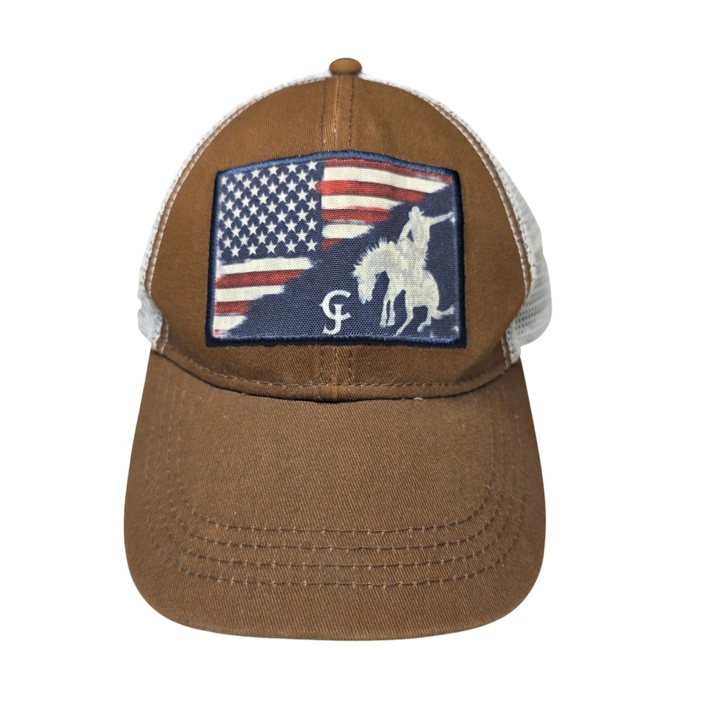Cody James Mens American Flag Bucking Bronco Trucker Hat Brown White OSFM